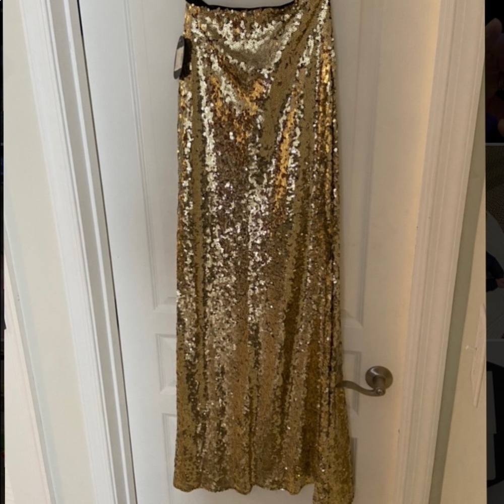 NWT Gold Sequin Long Maxi Skirt